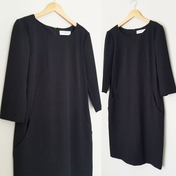 MM Lafleur The Etsuko Dress 12 Black Sheath Office Classic Designer No Belt $265 - Picture 10 of 16